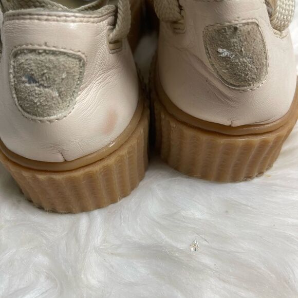 Puma Fenty beige leather creeper lace up with leather bow accent size 7.5 - Picture 4 of 11